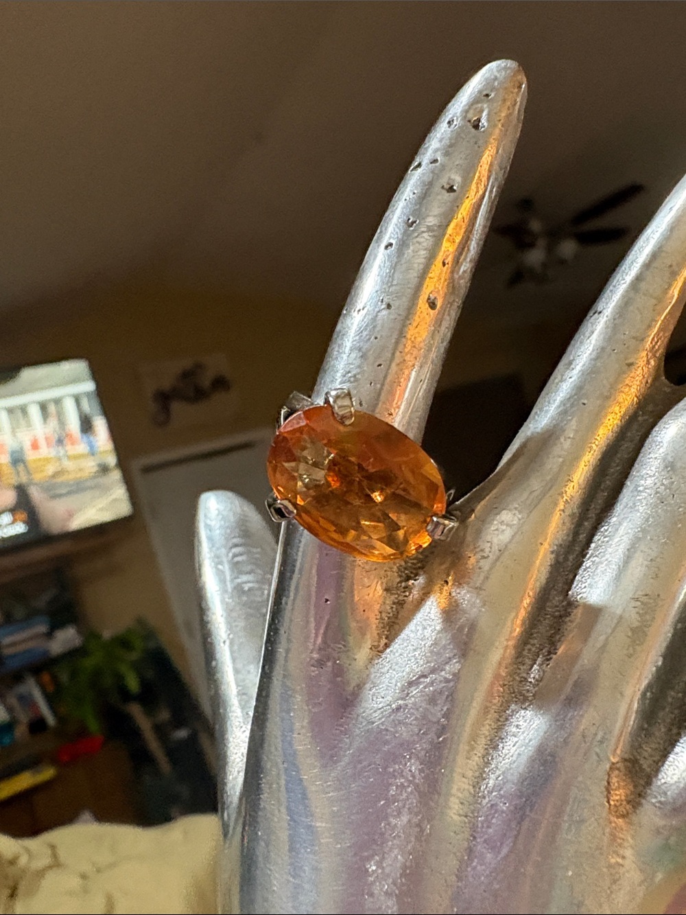Orange Oval-Cut Gemstone Ring - Women Jewelry